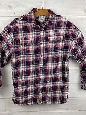 JACHS Red White Blue Plaid Long Sleeve Button-up Mens Work Shirt